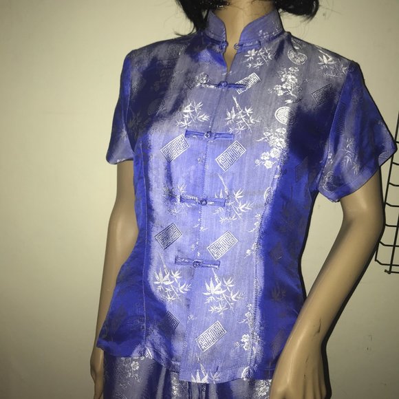 BEAUTIFUL VIETNAM SILK TOP W/FRENCH KNOT CLOSURES - Picture 2 of 6